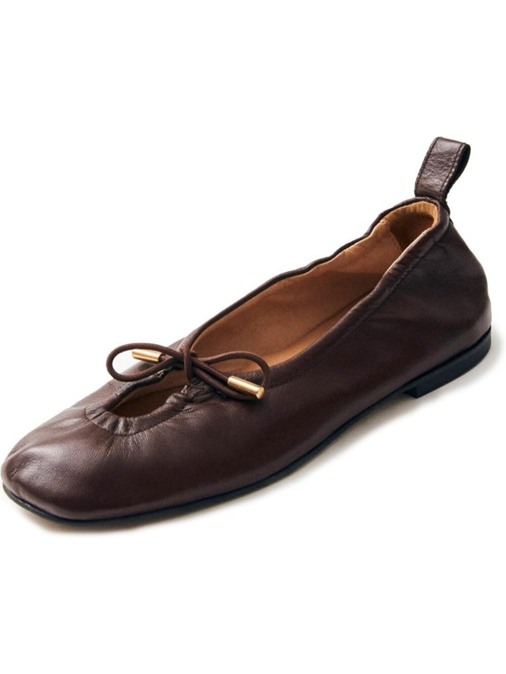 Chic Square Toe Lace-Up Ballet Flats with Bow - Stylish Slip-On Ballerina Shoes